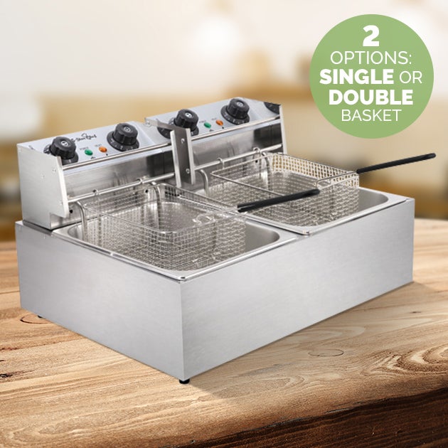 5 Star Chef Single & Double Commercial Basket Deep Fryers