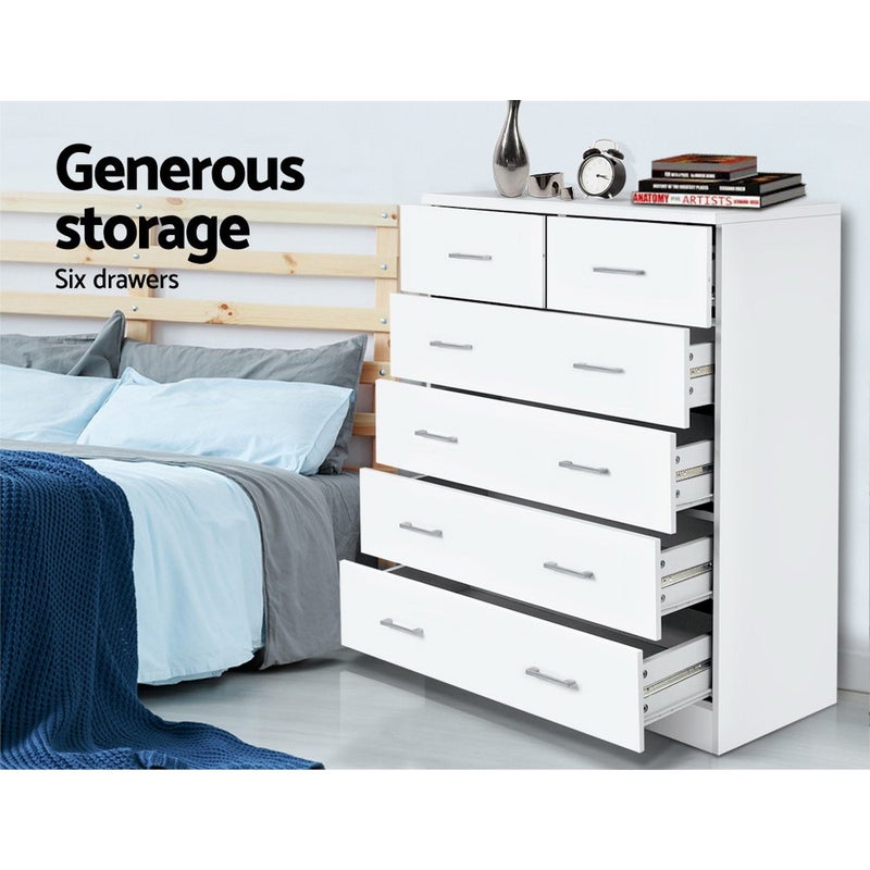 Artiss Tallboy Dresser Table 6 Chest Of Drawers Cabinet Bedroom Storage White Buy Tallboys Dressers 9350062069592