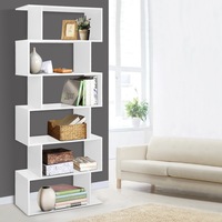 1x Artiss Bookshelf 6 Tier Zigzag White