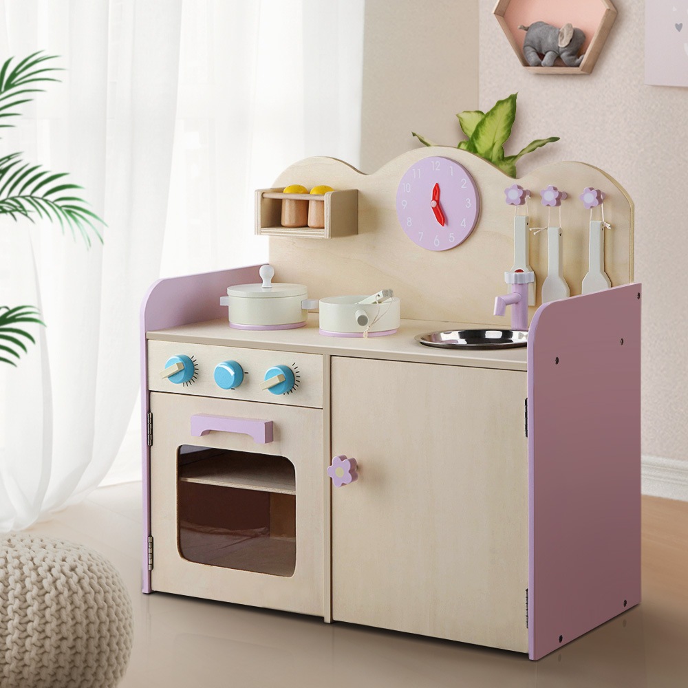 wooden toy cooking set