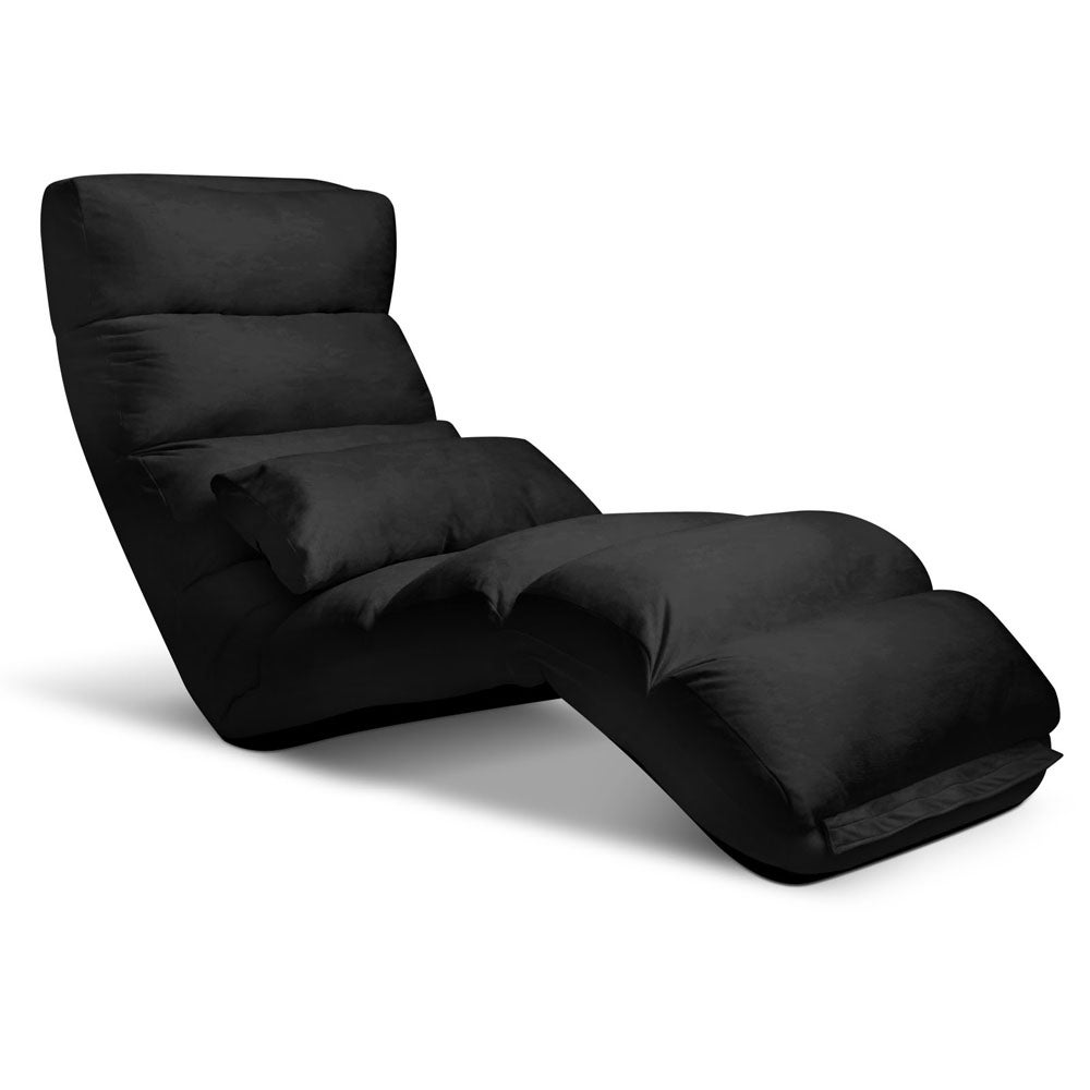 Artiss Lounge Sofa Floor Recliner Futon Couch Folding Chaise Chair Black