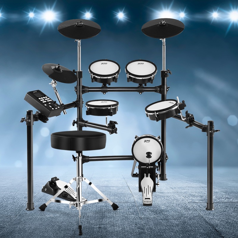 Electronic Drum Kit Electric Drum 8 Piece Mesh Drums + Stool MyDeal