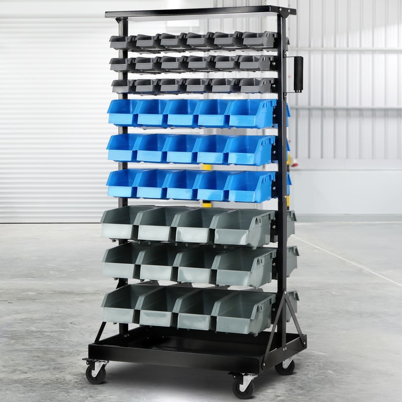 Giantz 90 Bins Storage Rack Warehouse Work Garage Tools Parts Shelving Wheels Buy Garage Bin