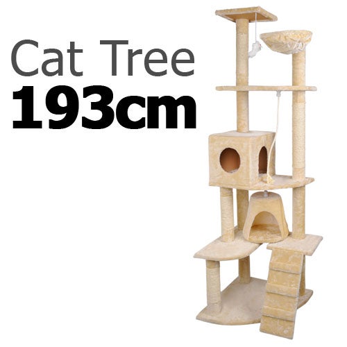 Cat Scratching Post Pole 4 Level in Beige 193cm