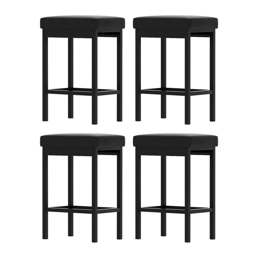 A Set of 4 Artiss Metal Bar Stools PU Seat Dining Counter Chairs