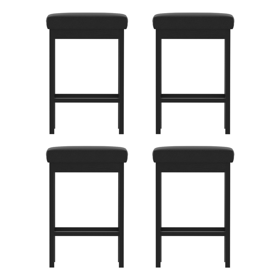 A Set of 4 Artiss Metal Bar Stools PU Seat Dining Counter Chairs
