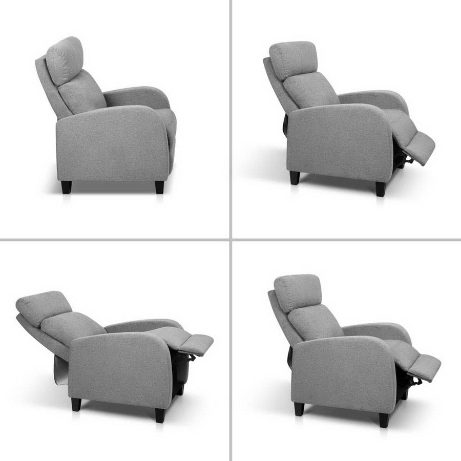 Artiss Recliner Chair Grey Fabric Lounge Sofa Armchair Home Furniture Nursing Feeding Seat