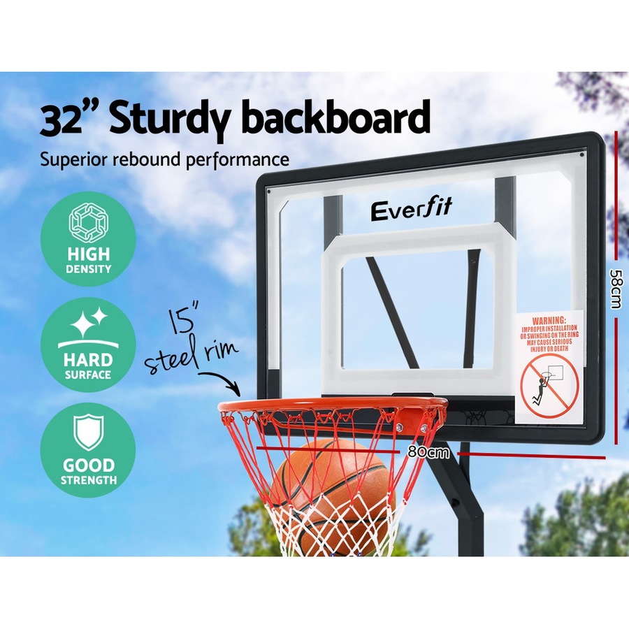 2.1M to 2.6M Basketball Hoop Everfit Stand System Portable Clear