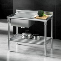 Cefito 100x60cm Stainless Steel Sink Bench Kitchen 304