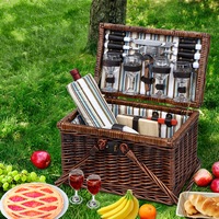 4 Person Alfresco Picnic Basket Set Deluxe Folding Outdoor Insulated Liquor bag