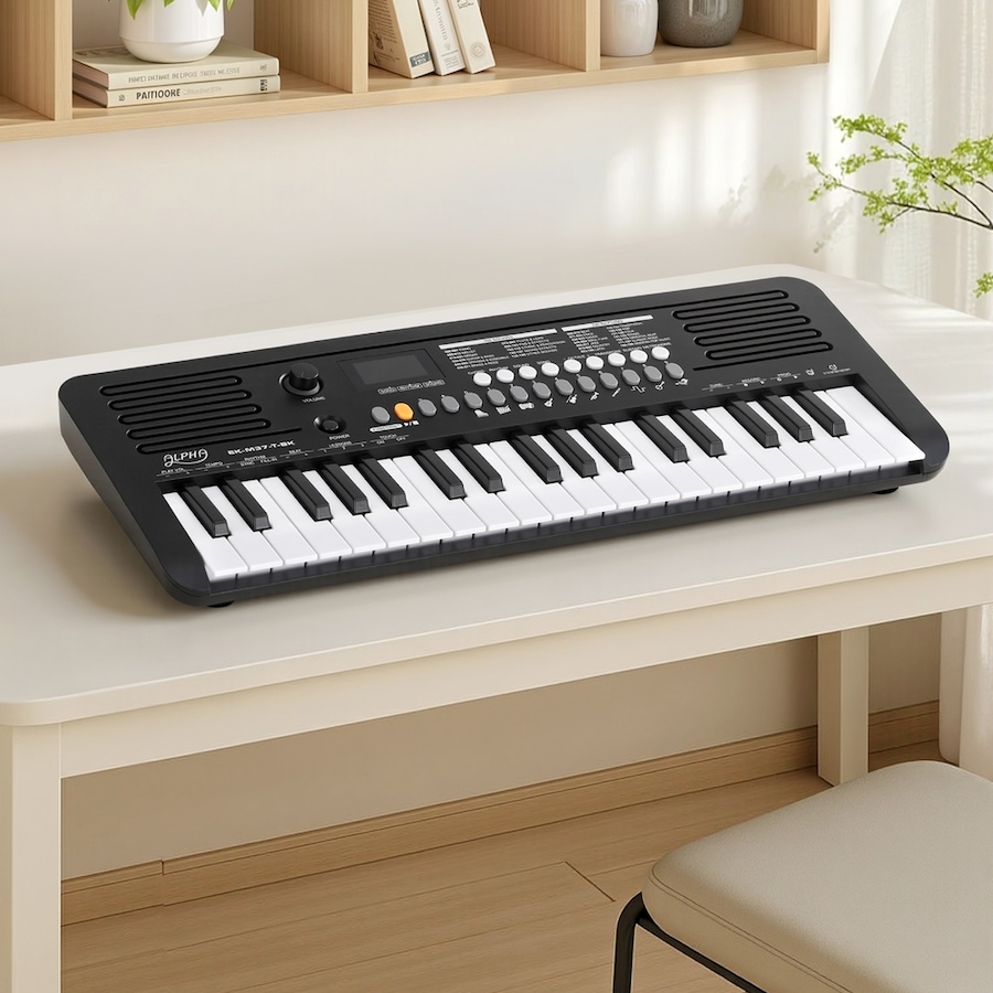 Alpha 37-Key Digital Piano Keyboard with Touch Function Beginners Electronic Keyboard Piano Black