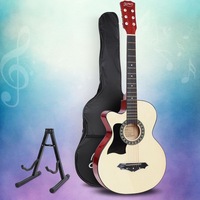 38in Acoustic Guitar Alpha Wooden Body Steel String w/ Stand Left Handed