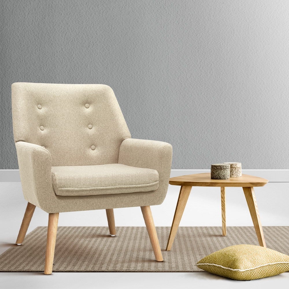 Artiss Armchair Lounge Chair Fabric - Beige