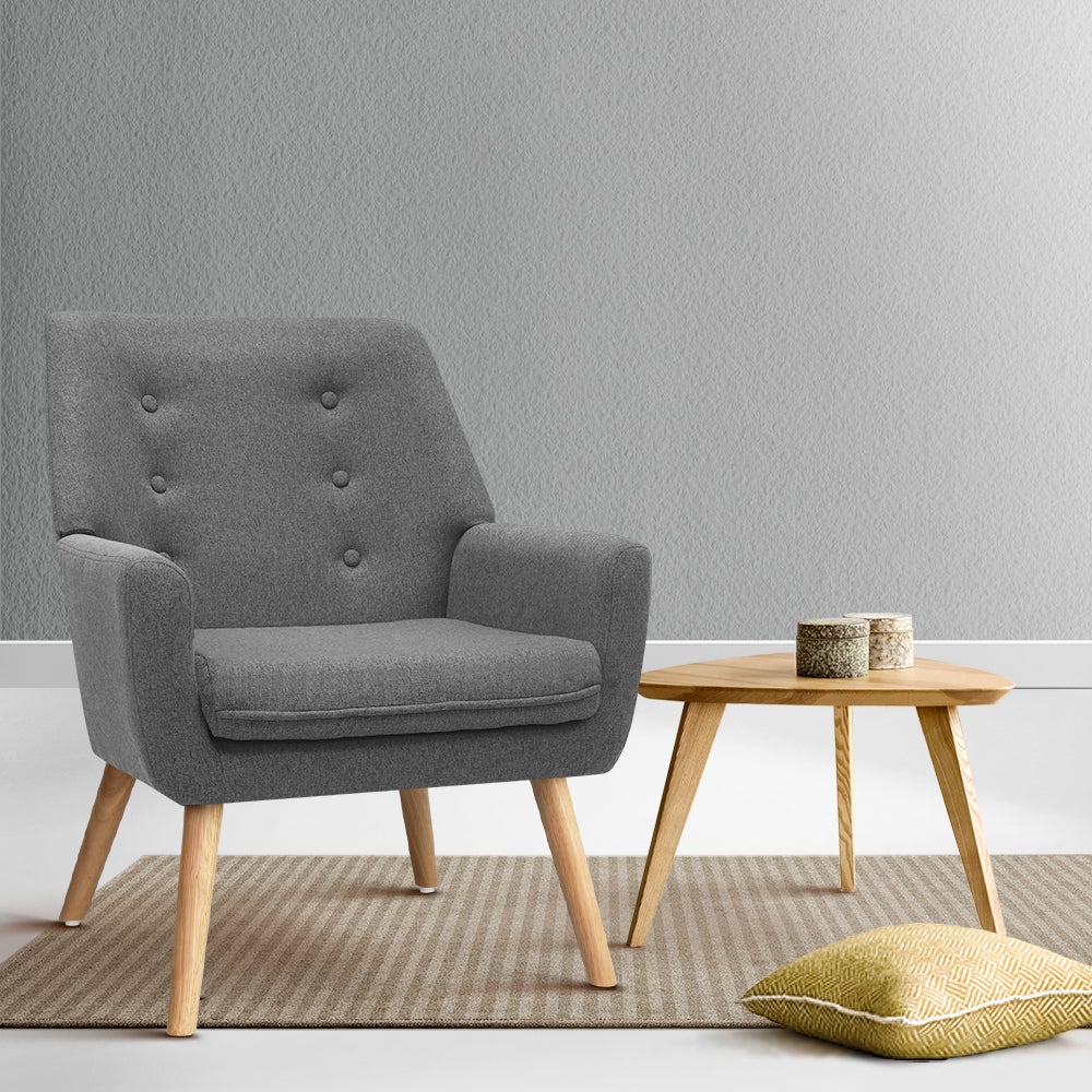 Artiss Armchair Lounge Chair Fabric - Grey