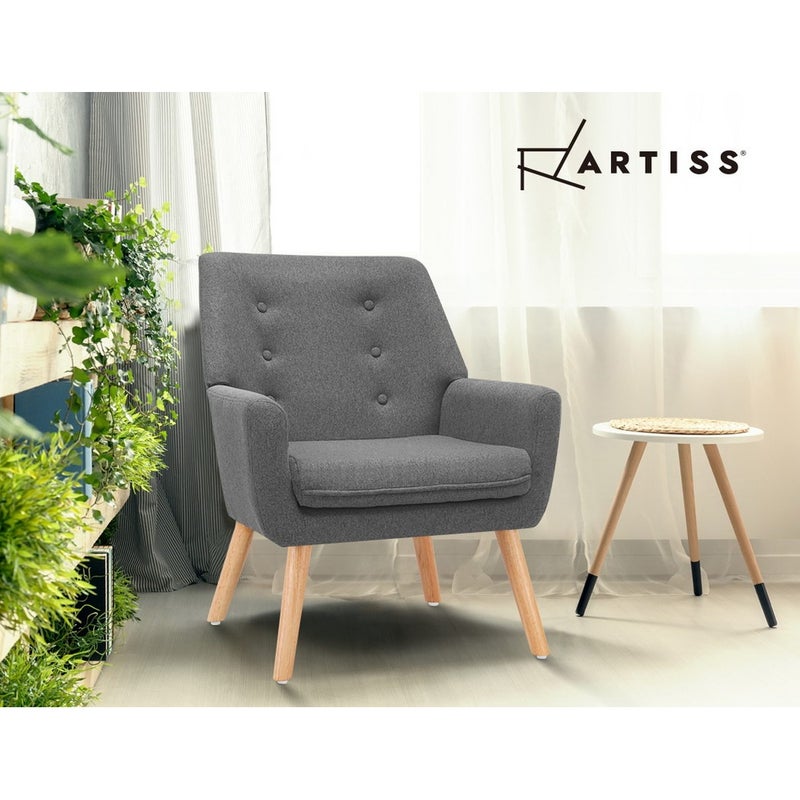 Buy Artiss Armchair Lounge Chair Fabric - Grey - MyDeal