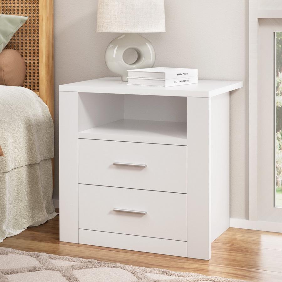 Buy 2 Drawers Artiss Bedside Table Side Table Shelf White - Everyday ...
