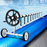 10.5x4.2m Aqua Buddy Pool Cover 500 Micron Silver Swimming Pool Solar Blanket 5.5m Blue Roller