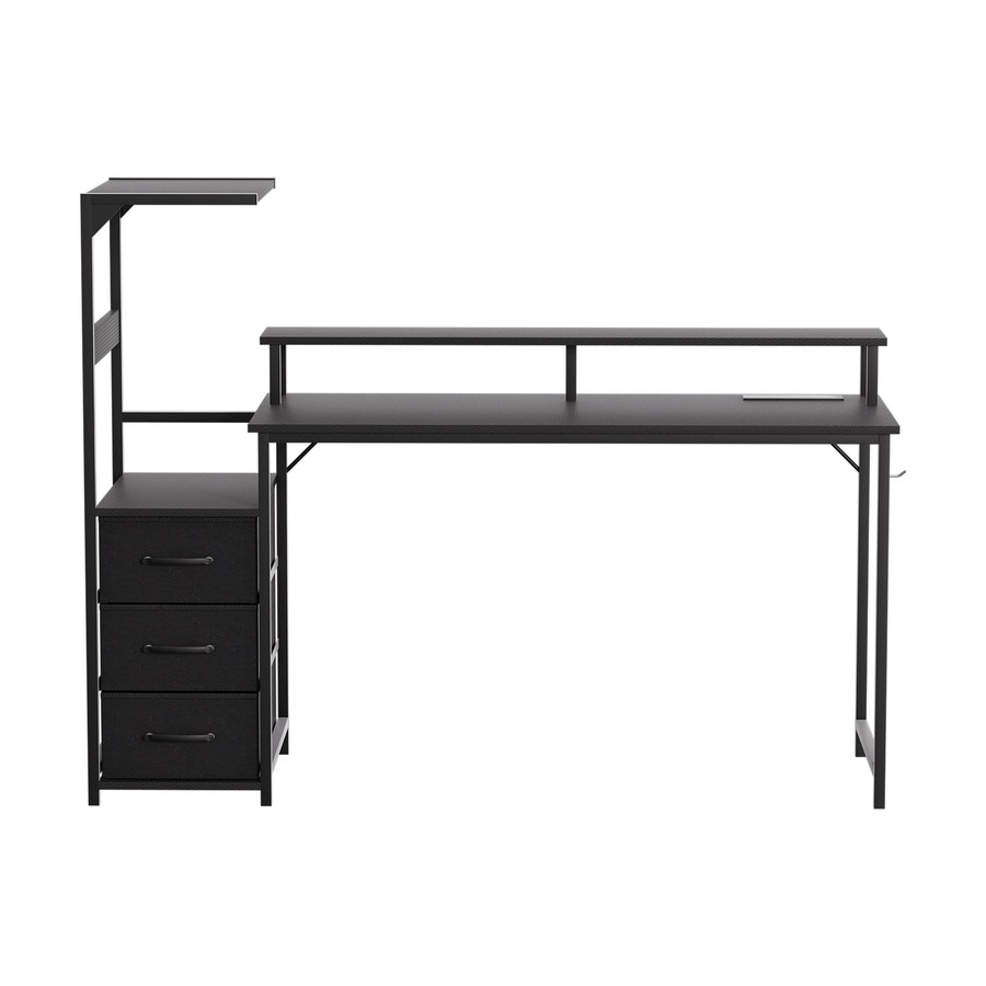 Artiss 145cm L Shaped Gaming Desk Computer Desk with LED Lights & Power Outlets for Home Office