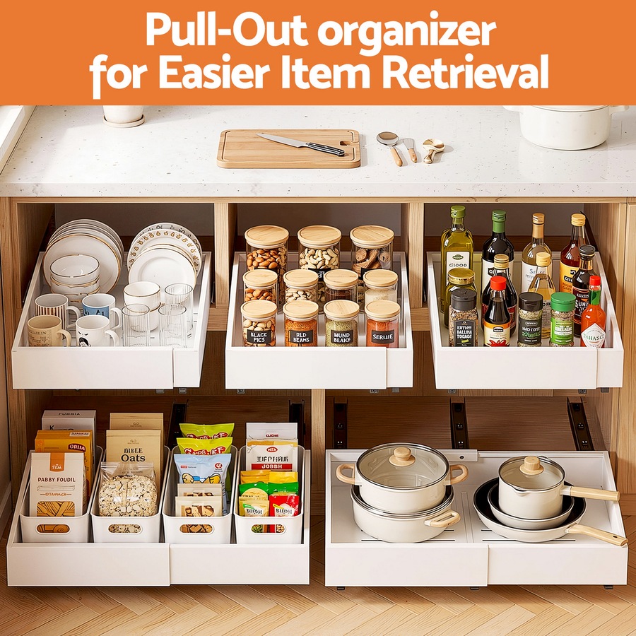 Buy Artiss 2 Pack Pull Out Drawers for Cabinets Expandable Cabinet ...