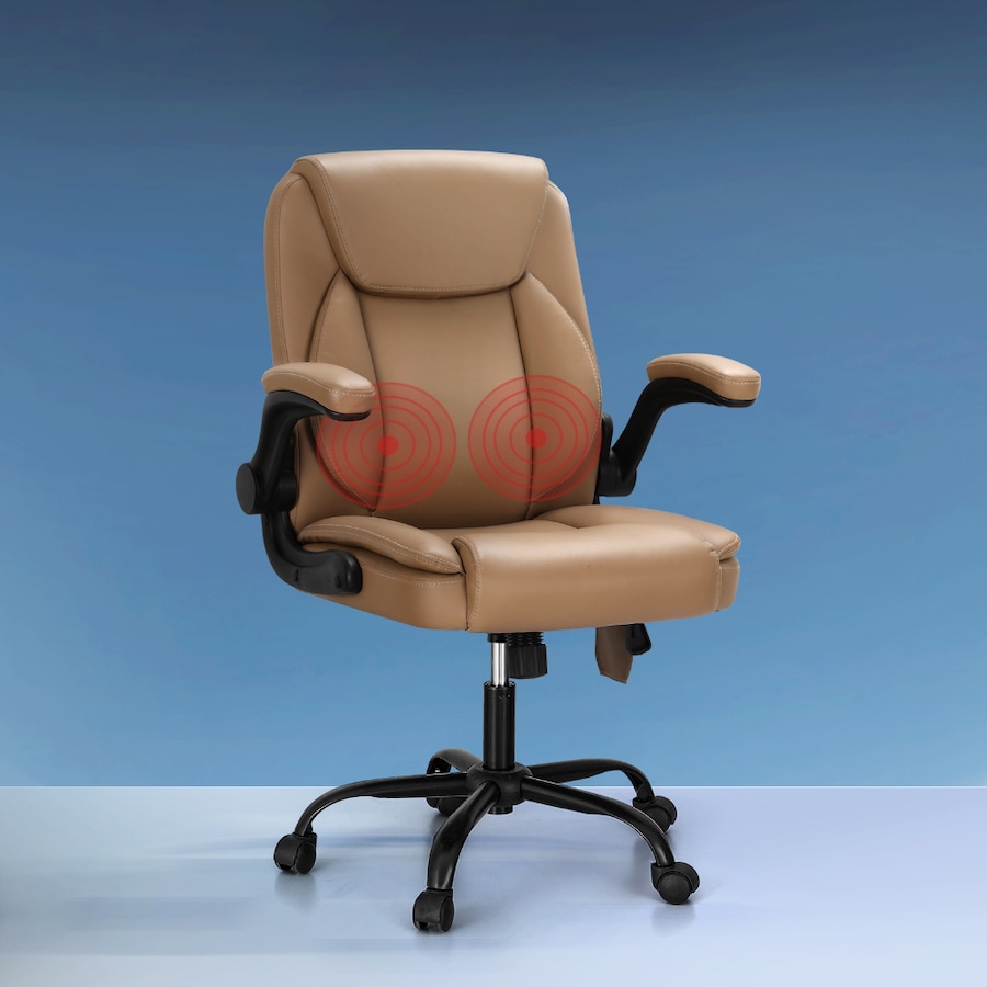 Artiss Massage Office Chair 2 Point Computer Gaming Chairs PU Leather Brown