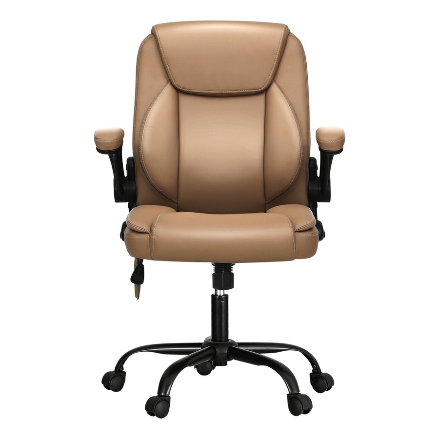 Artiss Massage Office Chair 2 Point Computer Gaming Chairs PU Leather Brown