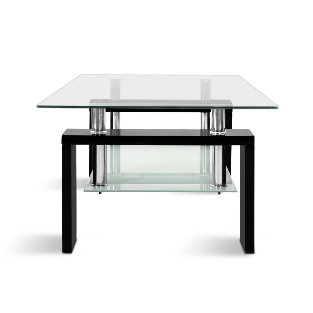 Artiss Coffee Table 2 Tier Tempered Glass Stainless Steel Storage Shelf Modern Buy Coffee Tables 9350062162750