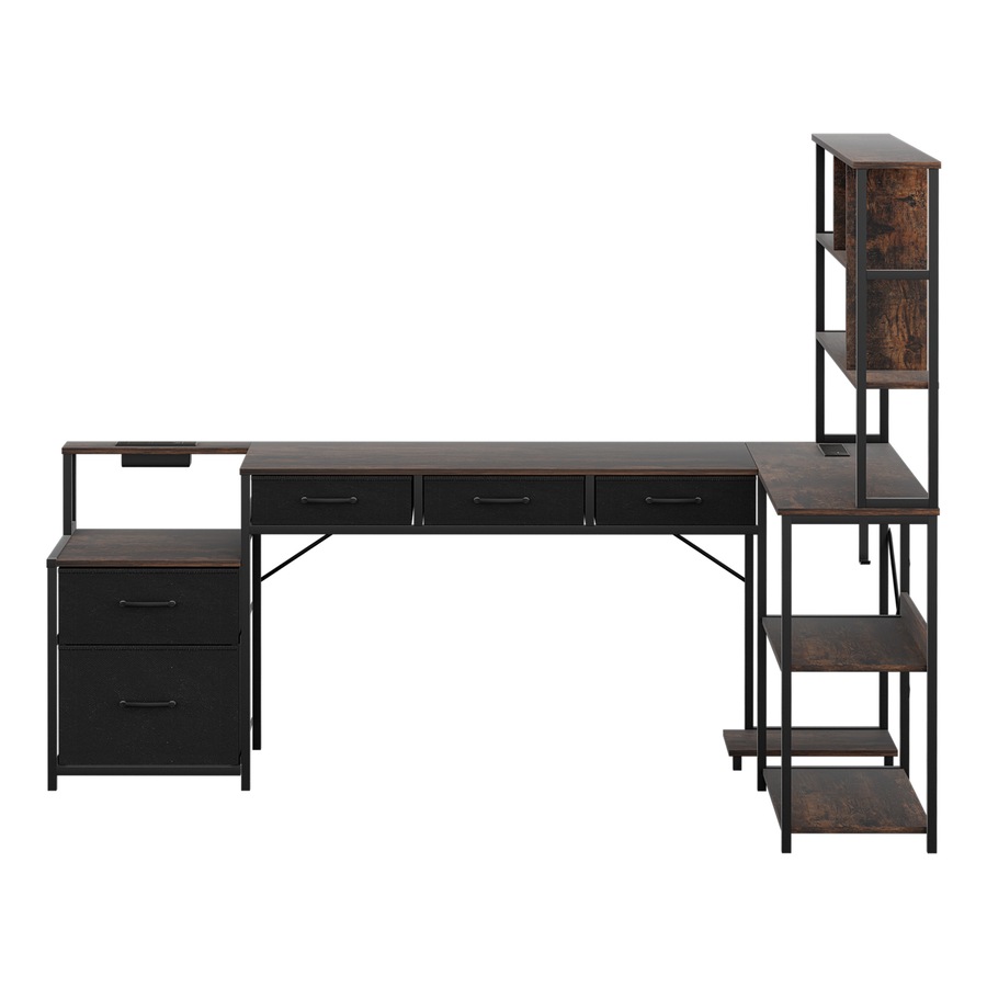 Artiss 200cm L Shaped Gaming Desk Computer Desk with LED Lights & Power Outlets for Home Office