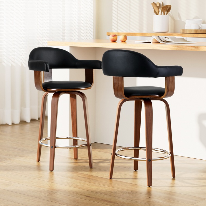 Buy Artiss Bar Stools Kitchen Stool Dining Chairs Black Leather MyDeal