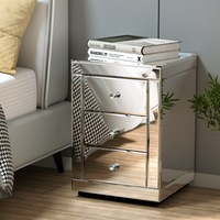 2 X 3 Drawers Artiss Bedside Table Mirrored - PRESIA Silver