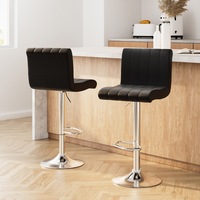 2x Artiss Bar Stools Gas Lift Leather Chairs Black