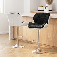 2x Artiss Bar Stools Gas Lift Padded Leather Black & White