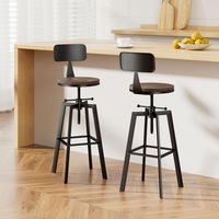 2x Artiss Bar Stools Adjustable Wood Stool w/Backrest