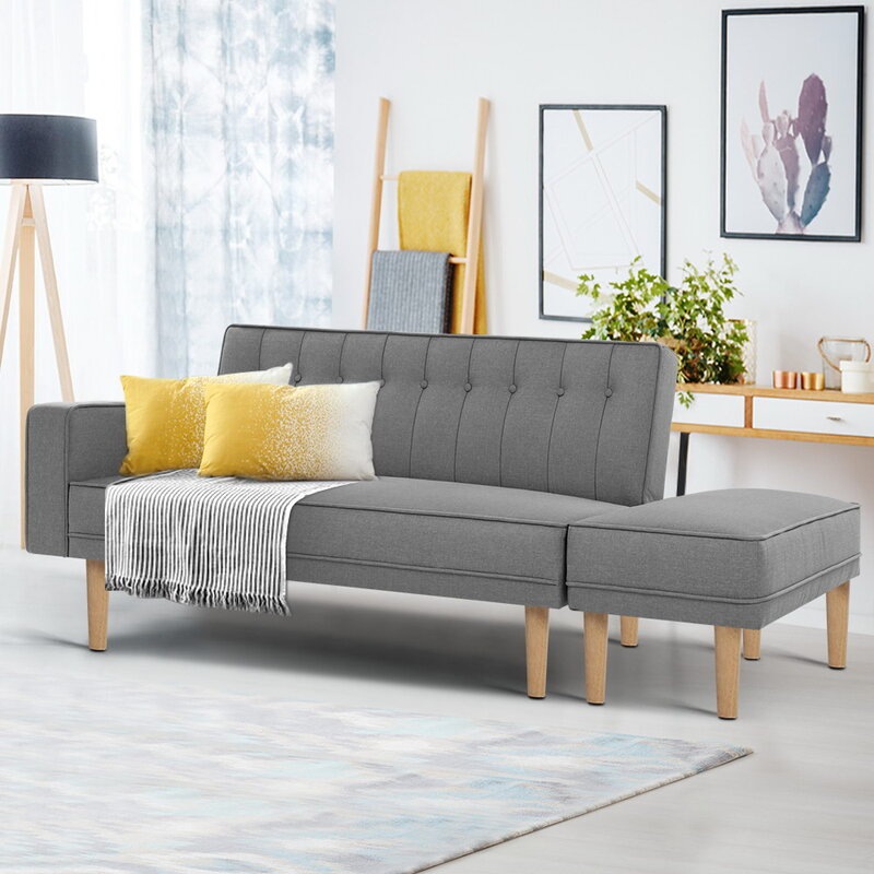 Buy Artiss Sofa Bed Lounge Set 3 Seater Futon Couch Corner Ottoman
