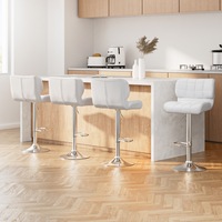 4x Artiss Bar Stools Gas Lift Leather Padded White
