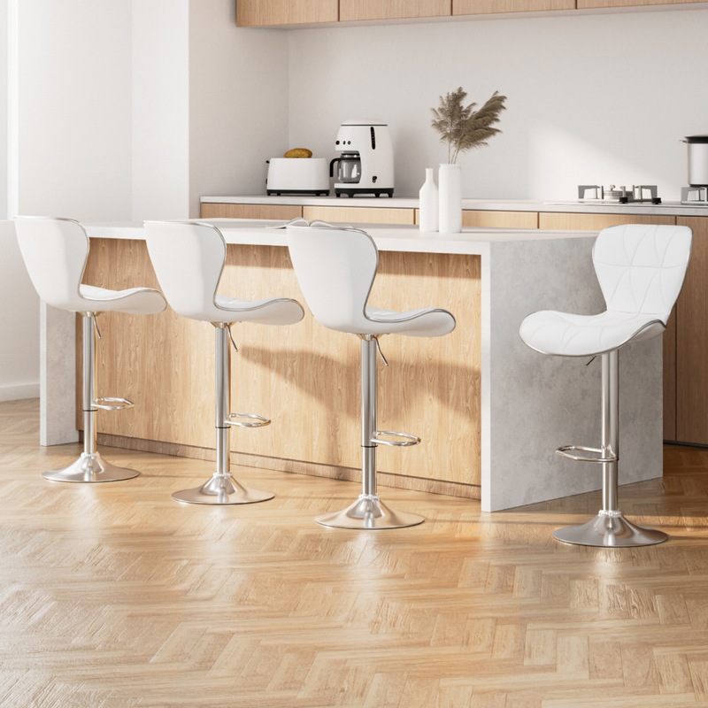 Artiss 4x Bar Stools Gas Lift Leather Seat White Show Home Sales