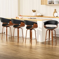 4x Artiss Bar Stools Swivel PU Seat Wooden