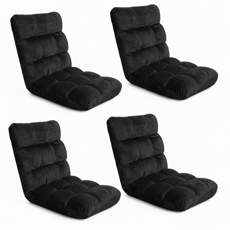Artiss 4X Floor Chair Sofa Bed Single Adjustable Futon Couch Cushions Floor Cushion Lounger Black