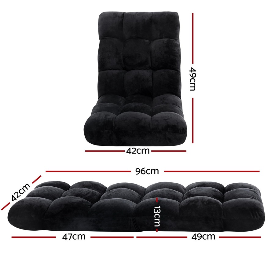 Artiss 4X Floor Chair Sofa Bed Single Adjustable Futon Couch Cushions Floor Cushion Lounger Black