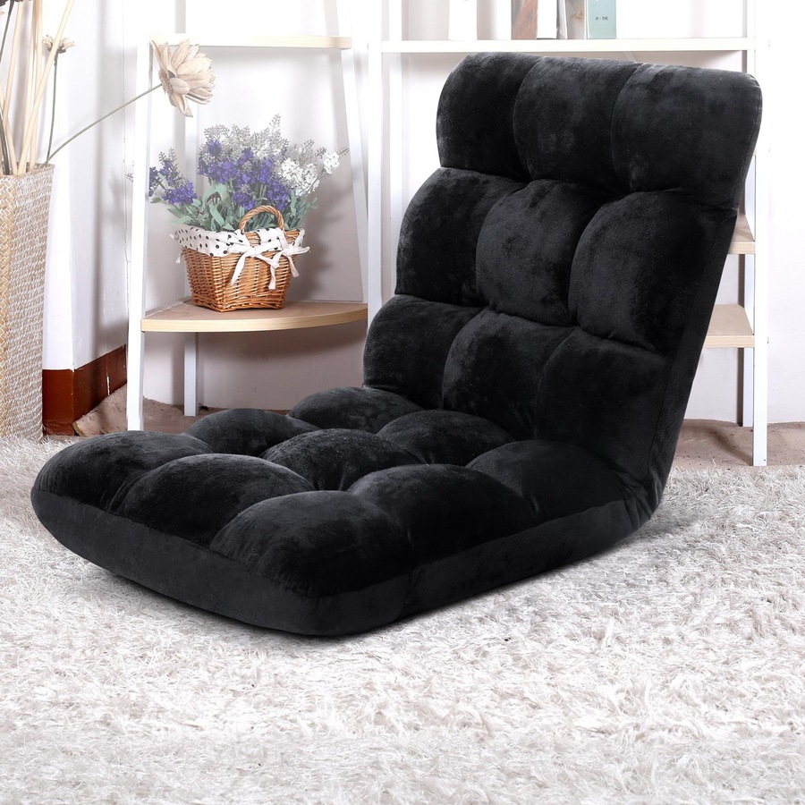 Artiss 4X Floor Chair Sofa Bed Single Adjustable Futon Couch Cushions Floor Cushion Lounger Black
