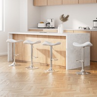 4x Artiss Bar Stools Leather Gas Lift Chair White
