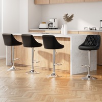 4x Artiss Bar Stools Leather Padded Gas Lift Black