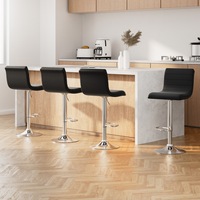4x Artiss Bar Stools Padded Leather Gas Lift Black