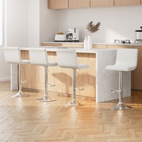 4x Artiss Bar Stools Padded Leather Gas Lift White