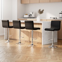 4x Artiss Bar Stools Gas Lift Leather Black
