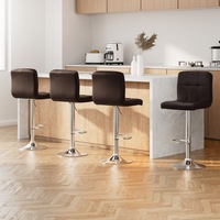 4x Artiss Bar Stools Leather Gas Lift Brown