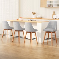 4x Artiss Bar Stools Swivel Seat Wooden Grey