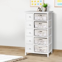 Artiss 5 Chest of Drawers Baskets Side Table - MAY White