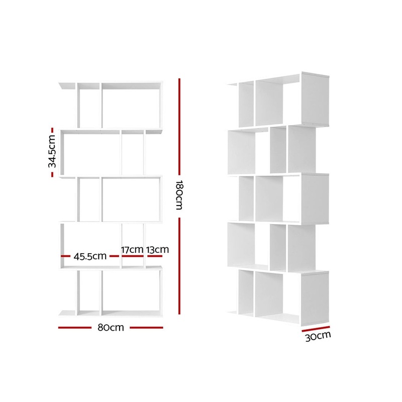Buy Artiss Bookshelf Display 5 Tier Bookcase Storage White MyDeal
