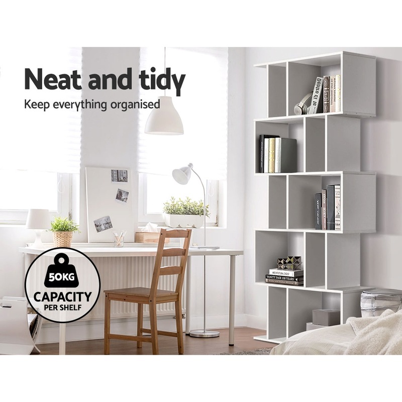 Buy Artiss Bookshelf Display 5 Tier Bookcase Storage White MyDeal