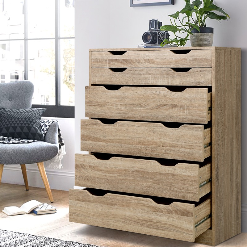 Buy Artiss 6 Chest of Drawers Tallboy Dresser Storage Oak MyDeal